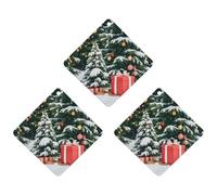 Pine Tree And Gift Box Car Air Freshener, 3 Pcs Rhombus Hanging Air Freshener Cards, Long Lasting Fragrance Scented Cards for Car, Home, Office Gray-style