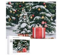 Pine Tree and Gift Box Puzzle for Adults Wooden Jigsaw Puzzle for Mother's Day Premium Puzzle with Unique Art Design Challenging Brain Teaser Birthday Gift for All Ages 500 PCS