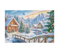 Pine Tree Cabin Snow Forest Wild Nature Rural 1000 Piece Jigsaw Puzzle for Adults Fun Challenging And Enjoyable for Home Or Family 1000 PCS（75x50cm）