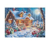 Pine Tree Cabin Snow Forest Wild Nature Rural 500 Piece Jigsaw Puzzle for Adults Fun Challenging And Relaxing for Family Or Hobby Lovers 500 PCS（52×38cm）