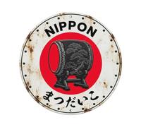 Pine Tree Drum Nippon Evergreen Vintage Metal Tin Sign