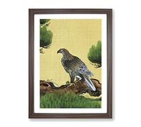 Pine Tree & Eagle By Kano Tan'Yu Asian Japanese Framed Print | A4 Walnut Framed Wall Art | Ready to Hang | Asian Floral Picture | Living Room Bedroom Lounge Office