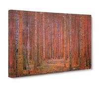 Pine Tree Forest By Gustav Klimt Canvas Print | Gallery Wrapped 30mm Frame Wall Art | 24x16 inches | Ready to Hang | Classic Landscape Picture | Living Room Bedroom Lounge Office