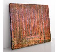 Pine Tree Forest by Gustav klimt Classic Painting Canvas Wall Art Print Ready to Hang, Framed Picture for Living Room Bedroom Home Office Décor, 50x50 cm (20x20 Inch)