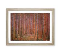 Pine Tree Forest By Gustav Klimt Classic Painting Framed Print | A3 Oak Framed Wall Art | Ready to Hang | Classic Floral Picture | Living Room Bedroom Lounge Office