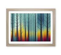 Pine Tree Forest In Abstract Vol.1 Framed Print | A2 Oak Framed Wall Art | Ready to Hang | Abstract Floral Picture | Living Room Bedroom Lounge Office