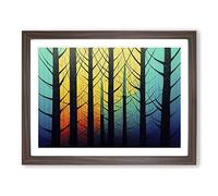 Pine Tree Forest In Abstract Vol.3 Framed Print | A2 Walnut Framed Wall Art | Ready to Hang | Abstract Floral Picture | Living Room Bedroom Lounge Office