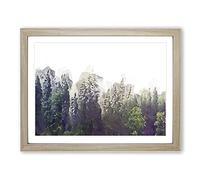 Pine Tree Forest In The Fog In Abstract Modern Art Framed Print | A3 Oak Framed Wall Art | Ready to Hang | Abstract Floral Picture | Living Room Bedroom Lounge Office