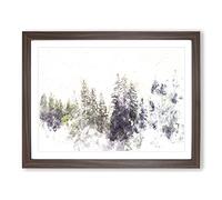 Pine Tree Forest In The Fog Watercolour Modern Framed Print | A2 Walnut Framed Wall Art | Ready to Hang | Modern Floral Picture | Living Room Bedroom Lounge Office