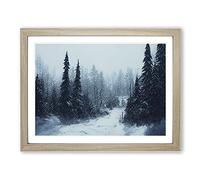 Pine Tree Forest Winter Vol.4 Framed Print | A3 Oak Framed Wall Art | Ready to Hang | Modern Floral Picture | Living Room Bedroom Lounge Office