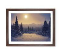Pine Tree Forest Winter Vol.5 Framed Print | A4 Walnut Framed Wall Art | Ready to Hang | Modern Floral Picture | Living Room Bedroom Lounge Office