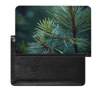 Pine Tree Green Needles Passport Holder with 3 Card Slots, Portable PU Leather Travel Wallet, Slim Protective Cover for Passport, ID, Credit Cards