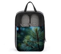 Pine Tree Green Needles Shoe Bag Waterproof & Breathable Shoe Pouch for Travel, Portable Carry Case for Sports Sneakers, Gym, Vacation
