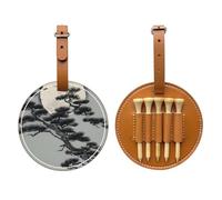 Pine Tree Under The Moon Brown Printed Golf tee Storage Bag - Portable Design, Easy to Organize tee