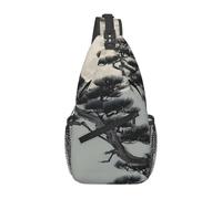Pine tree under the moon Casual Crossbody Bag Durable Large Capacity Lightweight and Breathable Suitable for Various Outdoor Venues