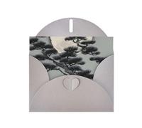 Pine tree under the moon Greeting Card with Gray Envelope Holidays Birthdays Weddings Anniversaries Write Unique Blessings