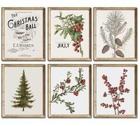 Pine Tree Wall Art - Vintage Farmhouse Botanical Poster, Rustic Christmas Wall Decor for Bedroom, Bathroom, Living Room & Holiday Home, Winter Seasonal Home Decoration, 8x10 Inch Unframed