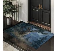 Pine Tree White-Tailed Deer Doormat, Brownish-Green Natural Realism Front Door Mat For Outdoor & Indoor Entrance Kitchen Bedroom Decor,Waterproof Non-Slip Dust Absorbent, Easy Clean, 40X60Cm