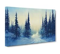 Pine Tree Winter Forest Vol.1 Canvas Print | Gallery Wrapped 30mm Frame Wall Art | 30x20 inches | Ready to Hang | Contemporary Landscape Picture | Living Room Bedroom Lounge Office