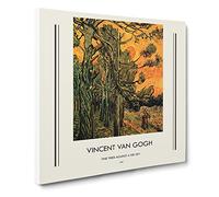 Pine Trees Against A Red Sky By Vincent Van Gogh Canvas Print | Gallery Wrapped 30mm Frame Wall Art | 20x20 inches | Ready to Hang | Impressionist Landscape Picture | Living Room Bedroom Lounge Office