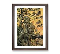 Pine Trees Against A Red Sky By Vincent Van Gogh Classic Painting Framed Print | A2 Walnut Framed Wall Art | Ready to Hang | Classic Floral Picture | Living Room Bedroom Lounge Office