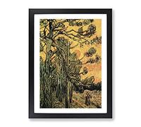 Pine Trees Against A Red Sky By Vincent Van Gogh Classic Painting Framed Print | A4 Black Framed Wall Art | Ready to Hang | Classic Floral Picture | Living Room Bedroom Lounge Office
