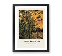Pine Trees Against A Red Sky By Vincent Van Gogh Exhibition Museum Painting Framed Wall Art Print, Ready to Hang Picture for Living Room Bedroom Home Office Décor, Black A3 (34 x 46 cm)