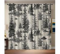 Pine Trees Curtains Eyelet Soft Thermal Insulated Noise Reducing Blackout Curtains Camping Tent Ring Top Window Drapes for Bedroom Living Room 46.1 x 53.9 Inch 2 Panels