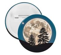 Pine Trees of The Moon Badge Metal Round Pins, Lightweight Brooch for Backpack, Fashion Button Pins Badge for Shirts, Jackets, Shawl Coat, Unisex, 12PCS, Tinplate, metal round pins