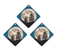 Pine Trees of The Moon Car Air Freshener, 3 Pcs Rhombus Hanging Air Freshener Cards, Long Lasting Fragrance Scented Cards for Car, Home, Office Gray-style