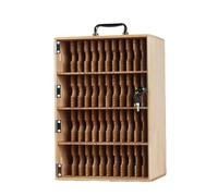 Pine Wall Mount Phone Storage Cabinet with Lock, Multi-Slot Organizer for Classroom Office Gym, Secure Device Holder with Clear Doors, Space Saving Desktop Box