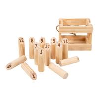 Pine Wood 12 Skittles with Carrying Box,Wooden Throwing Games 13.7×9.5cm