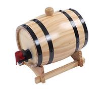 Pine Wood Cask for Home Bar Decor, Rustic Small Wooden Cask with Valve, Bung & Stand, for Serving Drinks at Catering, BBQ, Party (3L)