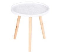 HOMCOM Round Coffee Table With Solid Wood Legs Sofa End Side Coffee Table White And Gold, White