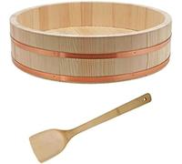 Pine Wood Hangiri Sushi Rice Mixing Tub Wooden Sushi Rice Bowl Japanese Hangiri Sushi Oke Rice Barrel Including Wood Spoon 12 Sizes Choose,60x16cm,Serene16