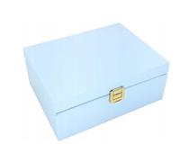 Pine Wood Solid Wooden Box Storage Tea Bags Organiser 6 Removable Dividers Kitchen Caddy BLUE Chest with Lid Hasp