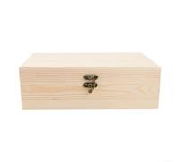 Pine Wood Storage Box with Hinged Lid and Locking Clasp, Unfinished Wooden Chest for DIY Projects, Jewelry Organizer, Small Tools Container, Available in 3 Sizes(L)
