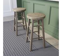 (Pine) Wooden Revolving Swivel Bar Stool Set of 2