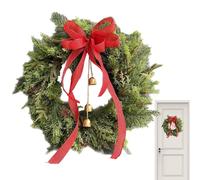 Pine Wreath,Christmas Cow Bells Bow Garland - Artificial Garland Decorations for Welcome Party Wedding Indoor Wall Living Room Mantel Kitchen Farmhouse Bedroom Window Outdoor