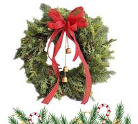 Pine Wreath - Cow Bells Bow Real Touch Pine Wreath Front Door - Artificial Garland Hanger Welcome for Wedding Home Indoor Farmhouse Kitchen Party