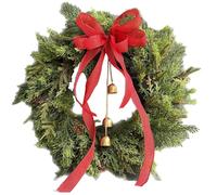 Pine Wreath,Cow Bells Bow Real Touch Pine Wreath Front Door | Hanger Welcome Decorations Artificial for Home Indoor Farmhouse Wedding Window Wall