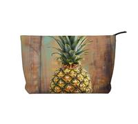Pineapple 1 Print Corduroy Makeup Bags, Makeup Bag Organizer Small, Toiletry Pouch,Multifunctional Travel Makeup Bag for Women's Gift