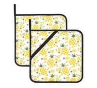 Pineapple. (2) Large Pot Holders Oven Mitts Set Heat Resistant Pot Holders Square Pot Holder Hot Pads8 In