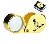 Pineapple 30X Jewelers Loupe Magnifier Foldable Pocket Magnifying Glass Small Jewelry Eye Loop for Jewelers, Gems, Diamonds, Plants, Coins (Gold)