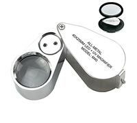 Pineapple 40X Jewelers Loupe with Light, UV Lighted Magnifying Glass Eye Loop, LED Illuminated Metal Pocket Magnifier for Jewelry, Plants, Currency, Coins, Diamonds, Stamps