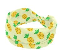 Pineapple Ananas Pattern Yellow Headbands for Women, Wide Turban Headband, Non Slip Head Wraps, Elastic Sweat Yoga Workout Hairband Soft Hairwrap Bandana