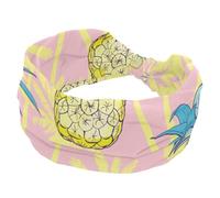 Pineapple and Coco Headbands for Women Girls, Wide Headband, Knotted Cross Turban Head Band, Non Slip Hairband for Yoga Workout Running