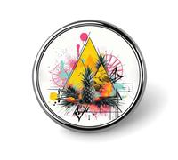 Pineapple And Triangle Badge Holder Personalized Metal Button Pin Fashion Round Badge with Pattern Pin DIY Button Badges Exquisite Brooch Crafts Gift Clothes Decorative Pins