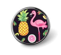 Pineapple Banana Flamingo Badges Decorative, Durable Aluminum Alloy Round Badge, Lightweight Button Brooch for Shirts, Jackets, Hats, Uniforms 1"
