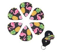 Pineapple Banana Flamingo Print Guitar Picks 6 Pack Guitar Plectrums with Pick Holders Bass Picks For Acoustic Guitar Bass Electric Ukulele Includes 0.46mm, 0.71mm, 0.96mm